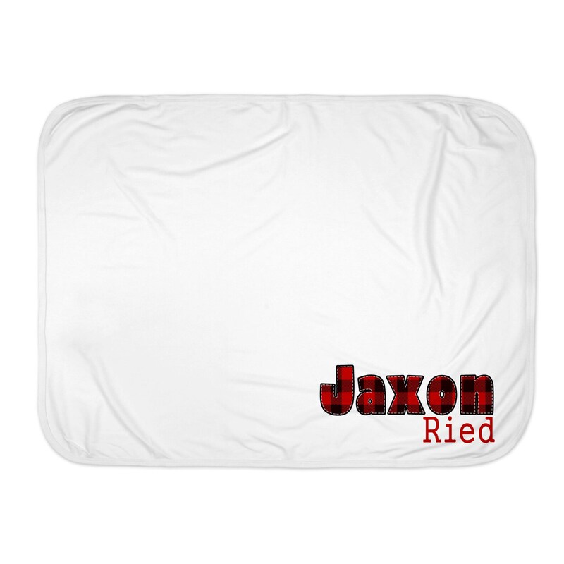 Personalized by Beth - Baby Boy Personalized Custom Buffalo Plaid Red Black Receiving Blanket